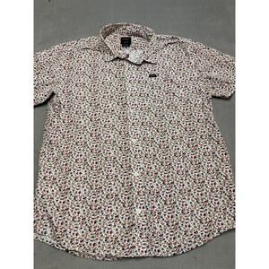 RVCA Shirt Mens Large White Floral Regular Fit Short Sleeve Button Up Casual